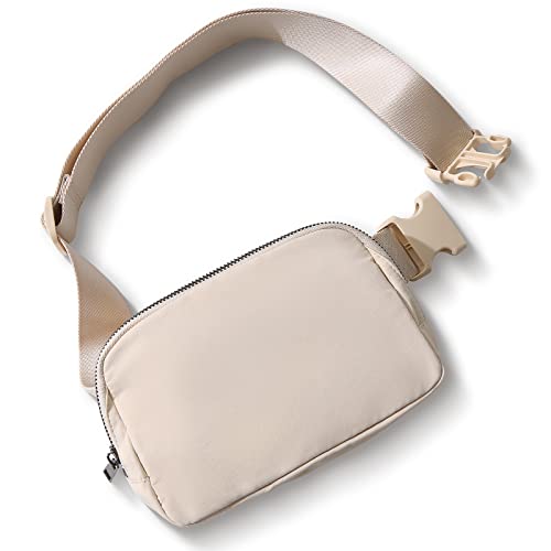 Belt Bag Fanny Pack Crossbody Bags for Women Men, Everywhere Belt Bags with Adjustable Strap, Unisex Mini Fashion Waist Packs (Beige)