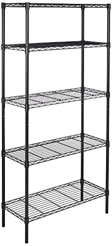 Amazon Basics 5-Shelf Adjustable, Heavy Duty Storage Shelving Unit (350 lbs loading capacity per shelf), Steel Organizer Wire Rack, Black, 36' L x 14' W x 72' H