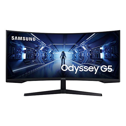 SAMSUNG 34' Odyssey G5 Ultra-Wide Gaming Monitor with 1000R Curved Screen, 165Hz, 1ms, FreeSync Premium, WQHD, LC34G55TWWNXZA, 2020, Black