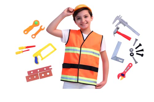 Matissa & Dad Children's Construction Worker Role Play Costume and accessory Set Kids Boys Girls (Small (3-5 Years))