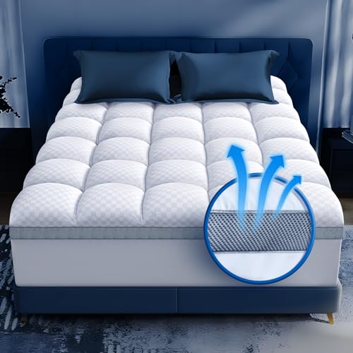 Premium Memory Foam Mattress Topper Queen for Ultra Comfort, 2' Plush Pillow Top Queen Mattress Topper with Breathable Air Mesh Sides, Soft Mattress Pad Cover with Deep Pocket Fits 6-21' Mattress