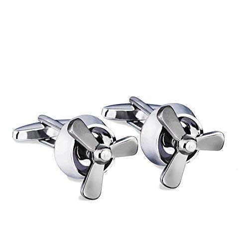 BagTu Propeller Cufflinks Set, Airplane Propeller Set, 2pcs Plane Aircraft Fan Blade Cufflinks with Gift Box and 1pc Greeting Card