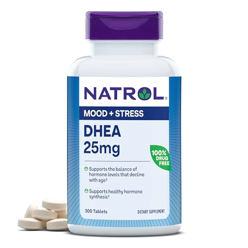 Natrol DHEA Tablets Promotes Balanced Hormone Levels, Supports a Healthy Mood, Supports Overall Health, Helps Promote Healthy Aging, HPLC Verified, 25mg, 300 Count