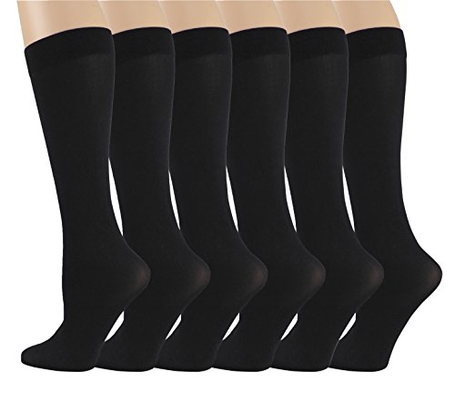 The Sox Market 6 Pairs Pack Women Stretchy Spandex Trouser Socks Opaque Knee High (Black) Size 9-11