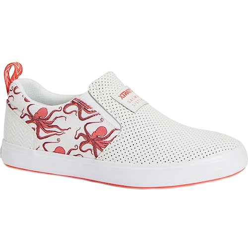 Xtratuf - XSW-101 XTRATUF Women's Salmon SISTERS Sharkbyte Leather Slip-On White/OCTOPUS