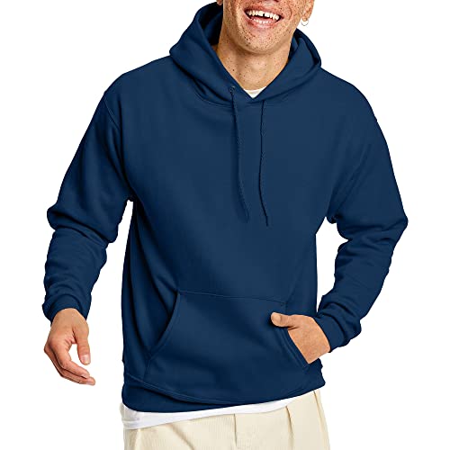 Hanes mens Pullover Ecosmart Hooded athletic sweatshirts, Navy, Medium US