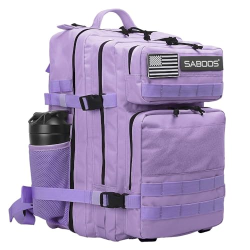 Saboos Gym Backpack for Women Tactical Military Outdoor Hiking Travel Camping Backpack Nylon Large Rucksack 25L Purple