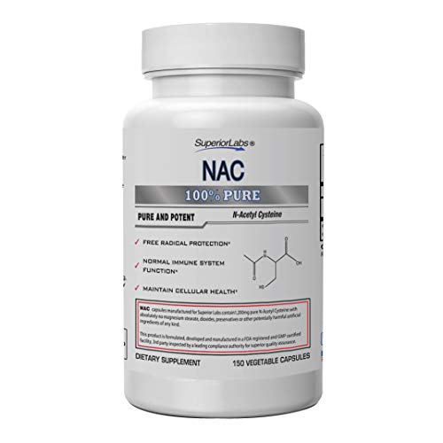 Superior Labs - NAC (N-Acetyl Cysteine) - Dietary Supplement with Selenium - 1,200mg, 150 vegetable capsules - Free Radical Protection - Normal Immune System Function - Maintains Cellular Health