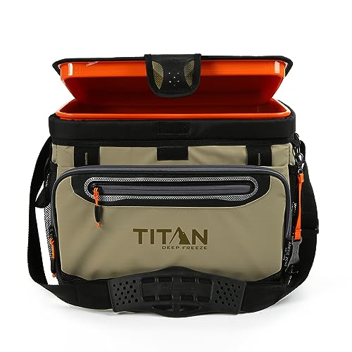 Titan Deep Freeze Cooler - Father's Day Gifts - 30 Can Zipperless Hardbody Cooler - Deep Freeze Insulation, HardBody Liner, and SmartShelf - Moss