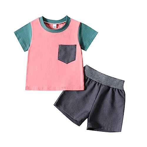 Junsyuffk 4th of July Toddler Girl Outfit Baby Outfits for Boys Short Sleeve Button Down Shirt Casual Cute Shorts Set Cartoon Prints Outfits Clothes School Girl Outfit