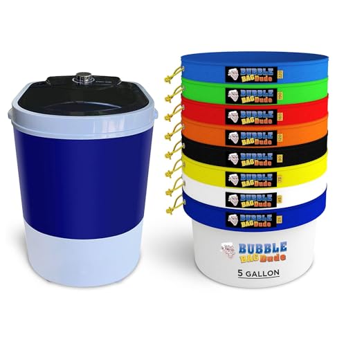 BUBBLEBAGDUDE Bubble Bag Machine 5 Gallon 8 Bag Kit 110 Volts - Filter Bags for Herbal Extraction Durable Straining Filtering System comes with Storage Bag, Pressing Screen & Zipper Bag