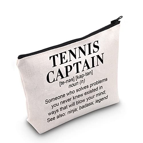 TSOTMO Tennis Captain Makeup Bag Gift Tennis Captain Definition Zipper Pouch Tennis Player Coach Gift Thank You Gift For Captain Tennis Lover Gift (TENNIS CAPTAIN)