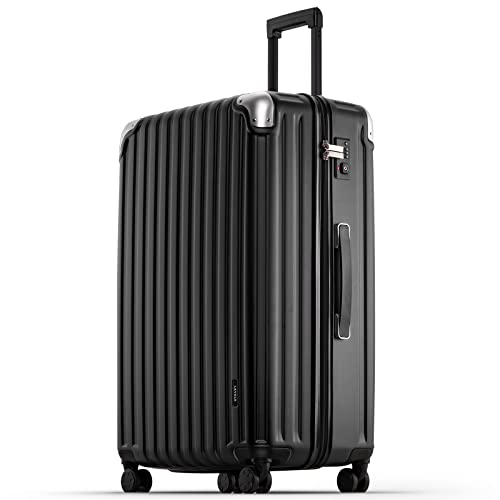 LEVEL8 Grace Luggage, 28” Hardside Suitcase, ABS+PC Harshell Spinner Luggage with TSA Lock, Spinner Wheels - Black, 28 Inch