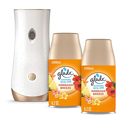 Glade Automatic Spray Refill and Holder Kit, Air Freshener for Home and Bathroom, Hawaiian Breeze, 6.2 Oz, 2 Count