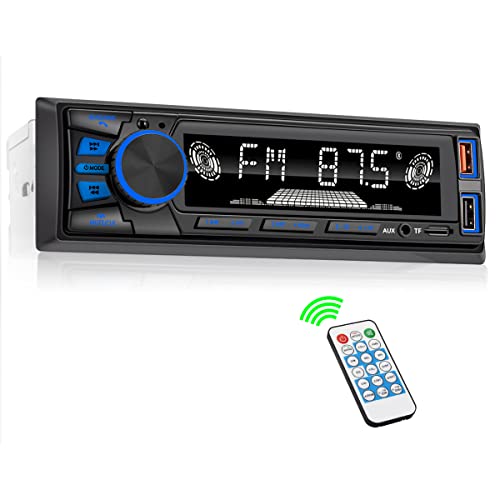Car Radio Bluetooth Single DIN Car Stereo Audio, Car Audio with Handsfree and App Control,Supports FM/ MP3/SD/AUX/Dua USB/EQ/Quick Charge | Not a CD player