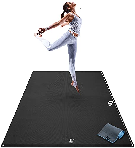 Gorilla Mats Premium Large Yoga Mat – 6' x 4' x 8mm Extra Thick & Ultra Comfortable, Non-Toxic, Non-Slip Barefoot Exercise Mat – Works Great on Any Floor for Stretching, Cardio or Home Workouts