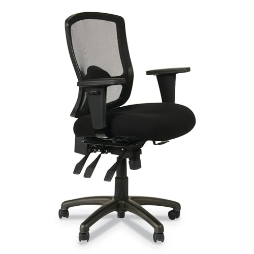 Alera ALEET4017 Etros Series 17.16 in. to 20.86 in. Seat Height Mesh Mid-Back Petite Multifunction Chair - Black