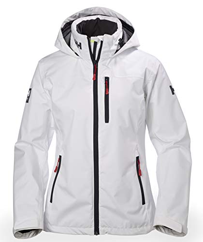 Helly Hansen Women's Standard Crew Hooded Midlayer Fleece Lined Waterproof Rain Jacket, 001 White, Small