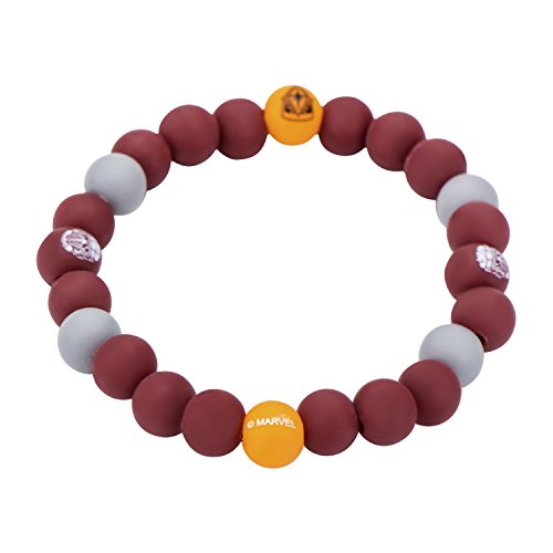 Marvel Comics Officially Licensed Jewelry Guardians of The Galaxy Logo Expandable Silicone Beaded Stretch Bracelet for Women. Available in Brown color.