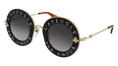 Gucci Womens L'Aveugle Par Amour UV Protection Round Sunglasses Black 44mm