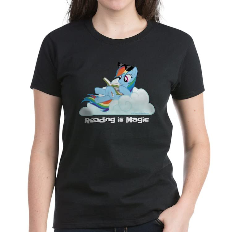 CafePress My Little Pony Reading is Mag Women's Dark T Shirt Womens Cotton Dark T-Shirt Black