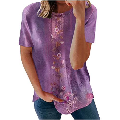 My Orders Summer Short Sleeve Tunic Tops for Women Casual Crewneck Floral Marble Leopard Print T-Shirt Comfy Loose Fit Blouses