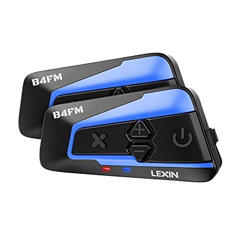 LEXIN Motorcycle Bluetooth Headset with Music Sharing, 2pcs B4FM 10 Riders Helmet Bluetooth Intercom with Noise Cancellation/FM Radio, Universal Communication Systems for Snowmobile/ATV/Dirt Bike