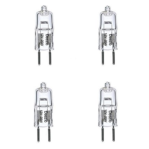Deezio 12 Volt 50 Watts GY6.35 T4 Halogen Light Bulb with Glass 2-Pin, 300/900 Lumens, 3000K Bulb Color Temp, 4-Pack