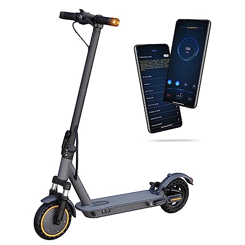 VOLPAM Electric Scooter, 8.5''/10'' Tires, Max 19-27 Miles Range, 350-500W Motor, Max 19/21 MPH Speed, Dual Braking, Folding Commuting Electric Scooter Adults (SPT7-350W-8.5''-Dual Suspension)
