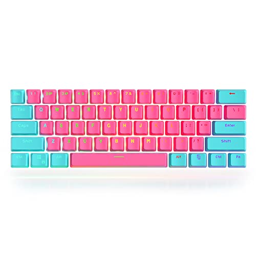 Guffercty kred 61 Keycaps 60 Percent Miami Keycaps Set PBT Keycap Backlit OEM Profile with Key Puller for Cherry MX Switches Mechanical Gaming Keyboard (Miami)