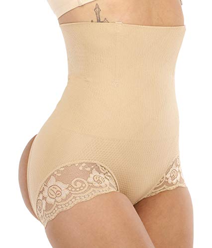 SAYFUT Women's Butt Lifter Shaper Seamless Tummy Control Hi-waist Thigh Slimmer,Nude,M/L(Waist 24'-30'/Hip 30'-40')