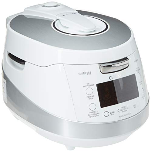 Cuckoo Induction Heating Pressure Rice Cooker – 18 built-in programs including Glutinous, GABA, Mixed, Sushi and more, Non-Stick Coating, Made in Korea, White/Silver, 6 Cups