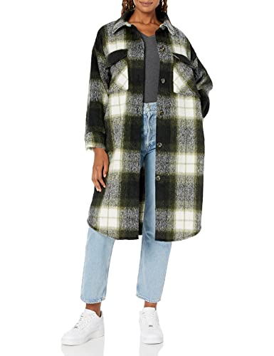 Steve Madden Apparel Womens Chloe Shacket COAT, Olive Night, Large US