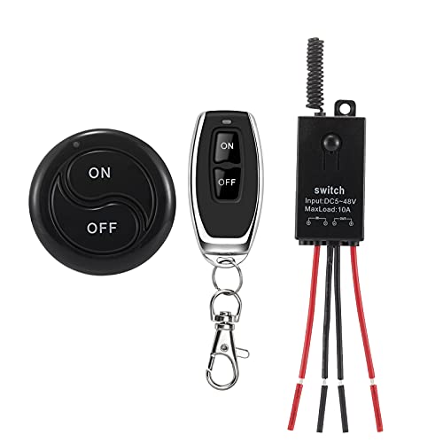 dstfuy Mini Wireless Switch 12V,5V/12V/48V/10A Relay Remote Switch for Lights,328FT Long Range for Ceiling Lights, Lamps, Industrial Control and Security Fields.