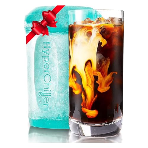 HyperChiller HC2AS Patented Iced Coffee/Beverage Cooler, NEW, IMPROVED,STRONGER AND MORE DURABLE! Ready in One Minute, Reusable for Iced Tea, Wine, Spirits, Alcohol, Juice, 12.5 Oz, Aqua Sky
