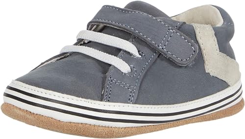 Robeez Baby Boys First Kicks, Adam Grey Leather, 12-18 Months