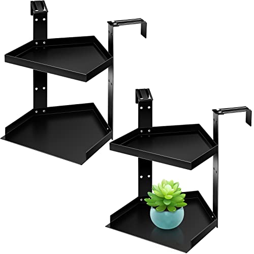 Pelopy 2 Pcs Double Layers Office Cubicle Shelf Height Adjustable Cubicle Corner Shelf Black Hanging Cubicle Accessories for Office Decor