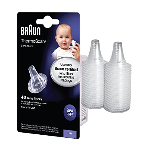 Braun ThermoScan Lens Filters, 40 pcs, Compatible with Braun ThermoScan Ear Thermometers, LF40
