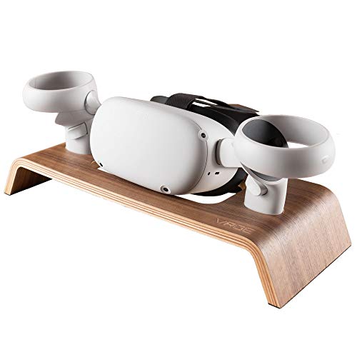 VRGE - Premium Walnut Veneer Wood Storage Stand for Meta/Oculus Quest 3/2 - Rift - Rift S - VR Headset and Controllers
