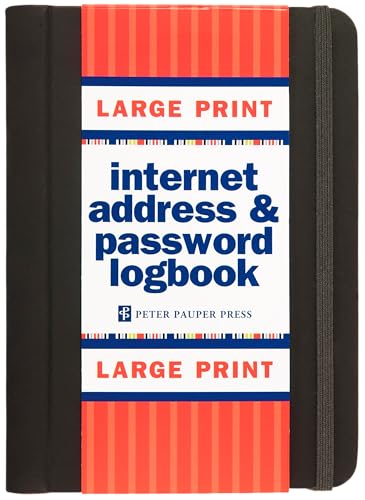 2013 Large Print Internet Address & Password Logbook (removable cover band for security)