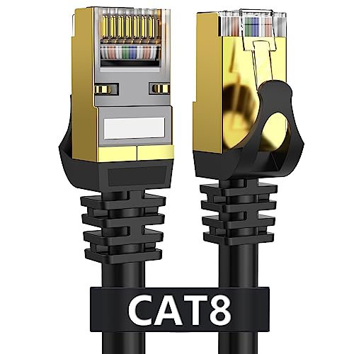 Cat 8 Ethernet Cable 5 ft Shielded, Indoor&Outdoor, Heavy Duty High Speed Direct Burial 26AWG Cat8 Network Wire, 40Gbps 2000Mhz SFTP Patch Cord, In Wall&Weatherproof RJ45 Cable for Router/Modem/Xbox