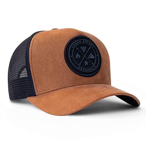 Urban Effort Mesh Back Trucker Hat for Men- Baseball Hat 5-Panel Men and Women Cap - Great Adjustable Snapback Closure for Mountaining, Hunting & Hiking (Brown)
