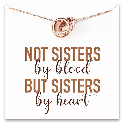 STORYJEWELLERY Best Friend Necklace, Friendship Necklace for Women, Gift for Friends Female, Friendship Gifts for Women Friends, Bestie Bff Sisters Gifts for Women, S925 Plated with 18K Rose Gold