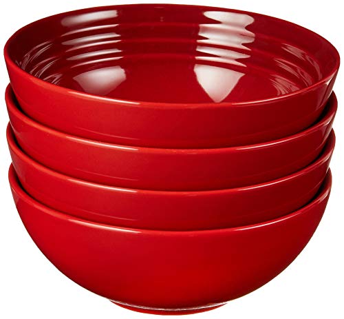 Le Creuset Stoneware Set of 4 Soup Bowls, 22 oz. (6.25') each, Cerise