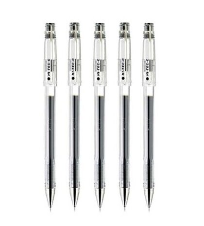 Pilot Hi-Tec-C 04 Gel Ink Pen, Ultra Fine Point 0.4mm, Black Ink, LH-20C4, Value Set of 5