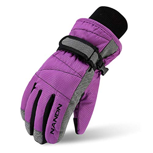 MAGARROW Winter Warm Windproof Outdoor Sports Gloves for Children and Adults (Purple, Small (Fit Kids 6-7 Years Old))
