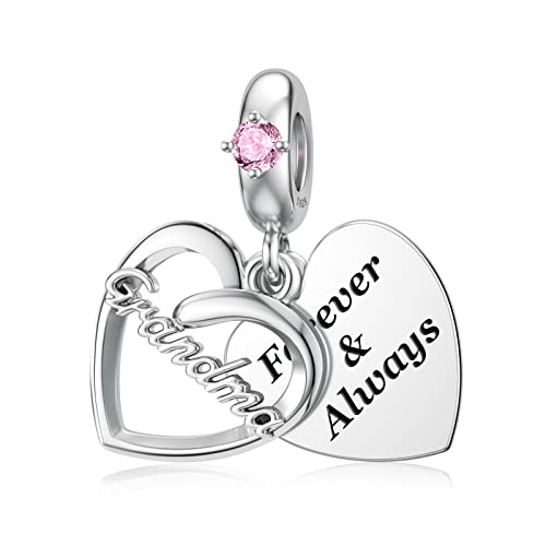 JIAYIQI Gifts for Grandma, Grandma Charms fit Pandora Charms Bracelet 925 Sterling Silver Openwork Forever Always Love Charms for Grandmother Birthday Christmas Mother's Day Gift