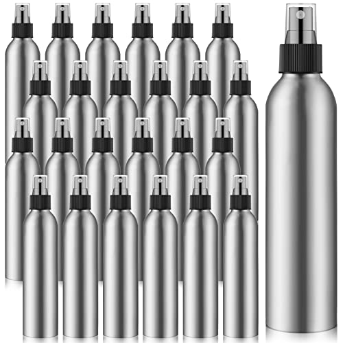 Irenare 24 Pcs Small Spray Bottles Aluminum Fine Mist Spray Bottles Bulk Metal Essential Oil Storage for Perfume Toner Liquid Refillable Pump Vials Atomizer Bottles Containers for Room Travel (8 Oz)