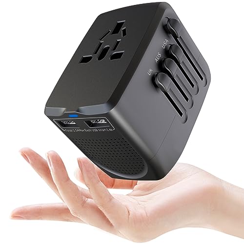 X-STAR Upgrade 2000W Universal Travel Adapter, Voltage Converter 220 to 110v, International European Travel Plug Adapter with 2 USB, Adapter Combo AC Outlet for EU USA UK AUS Worldwide 200 Countries