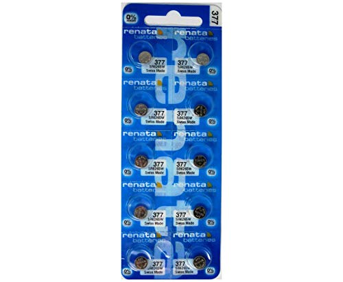 Renata 377 SR626SW Batteries - 1.55V Silver Oxide 377 Watch Battery (10 Count)